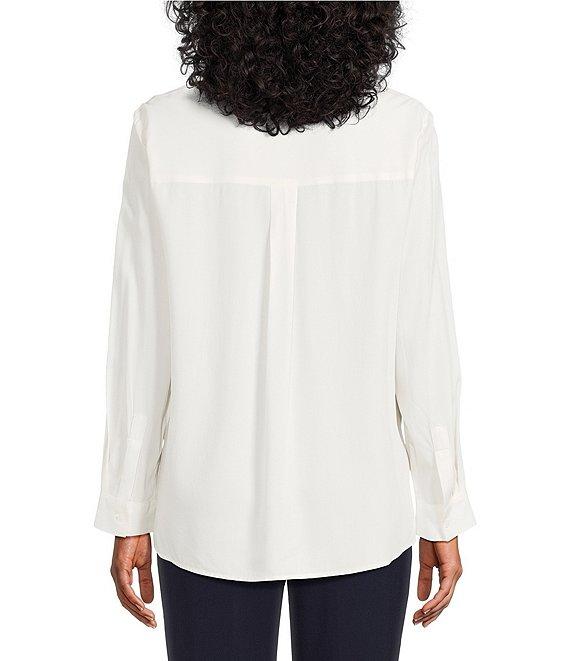 Investments Nora Long Sleeve Y-Neck Drapey Twill Blouse Product Image