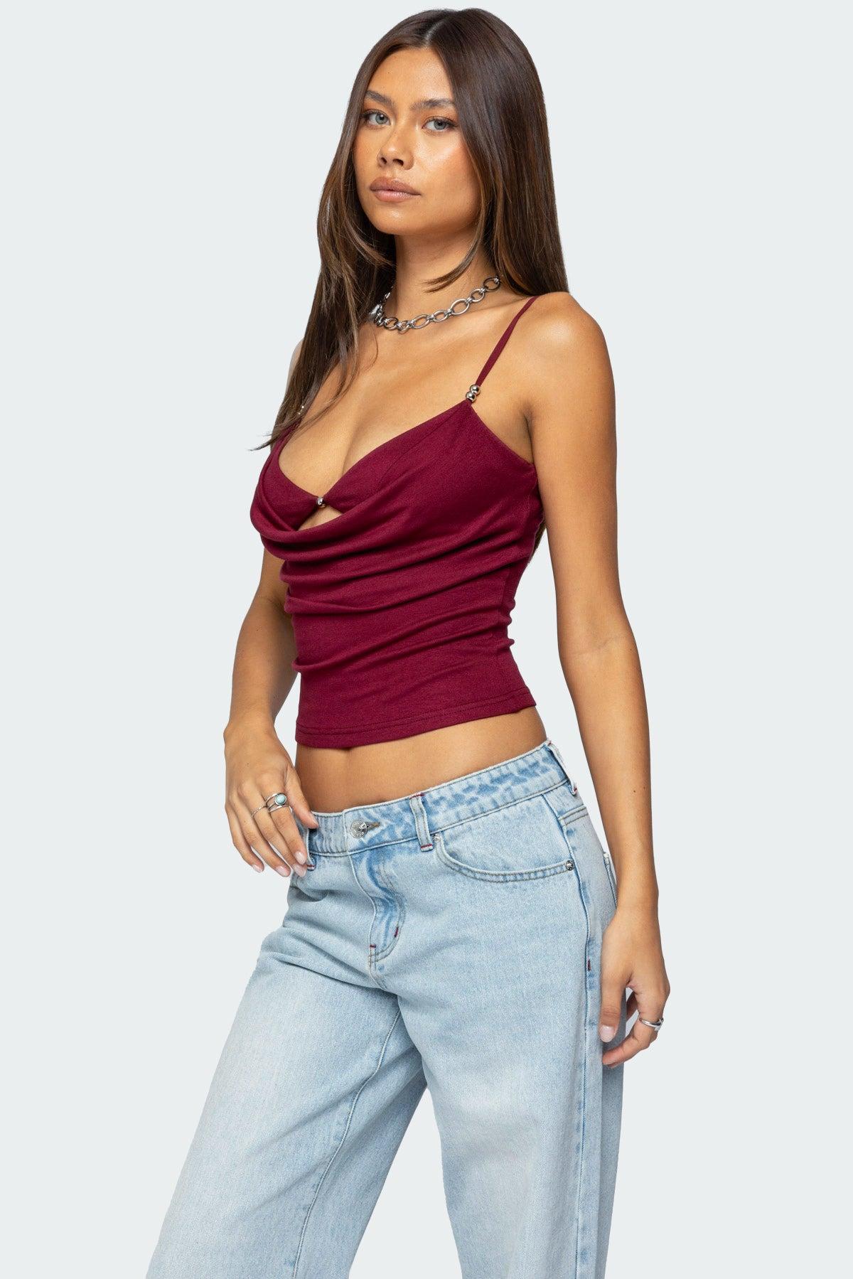 Layered Bra Cowl Neck Top Product Image