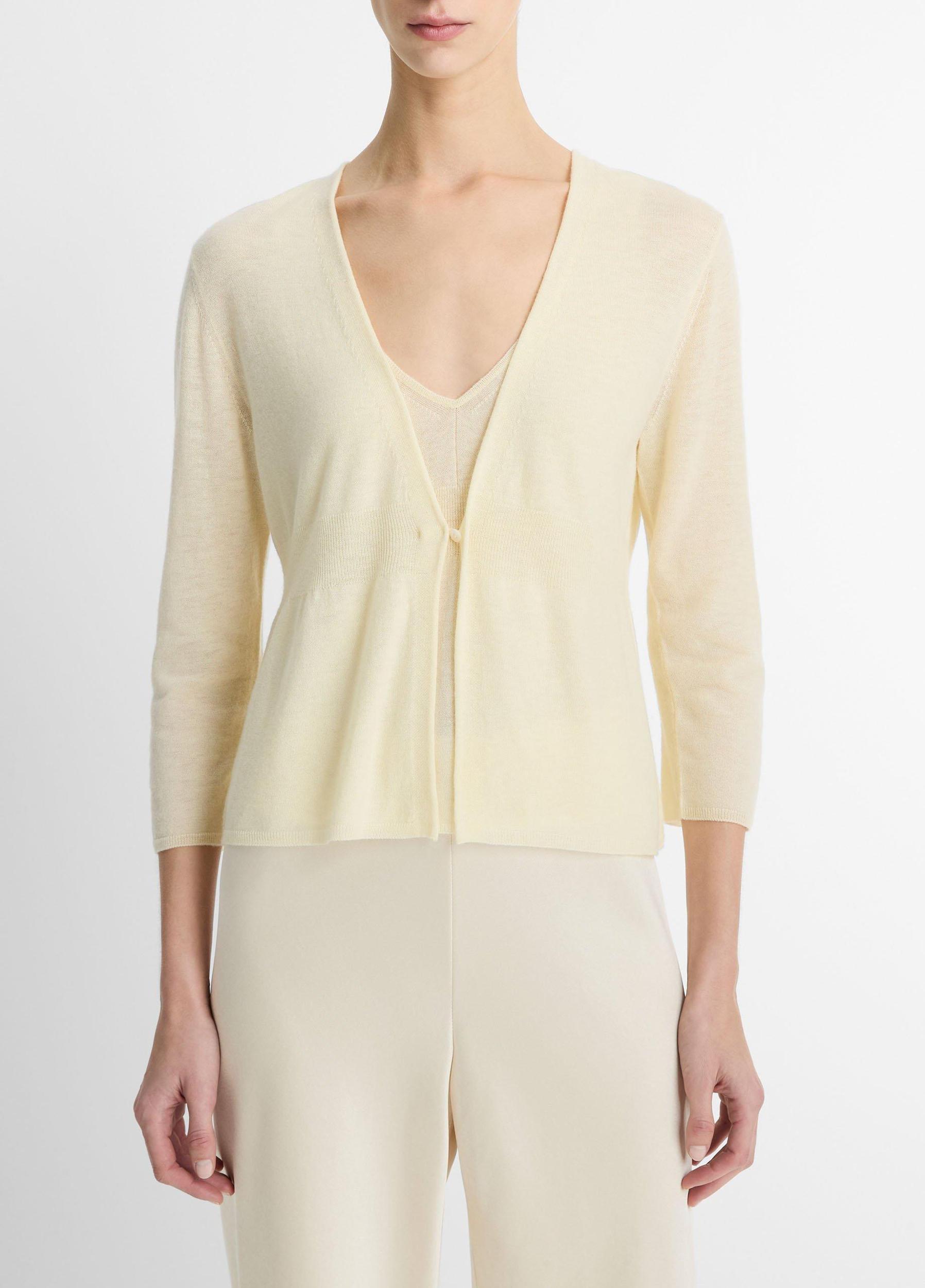 Wool & Cashmere-Blend Single-Button Cardigan Product Image