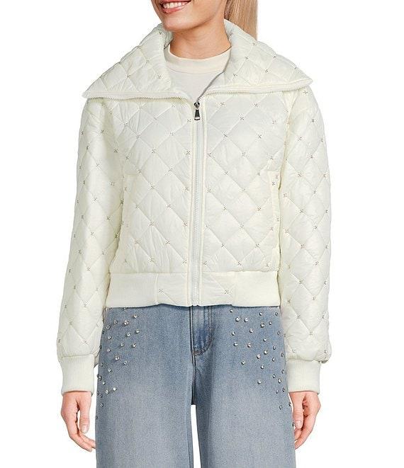 C&V Chelsea & Violet Zip Up Front Beaded Quilted Puffer Jacket Product Image