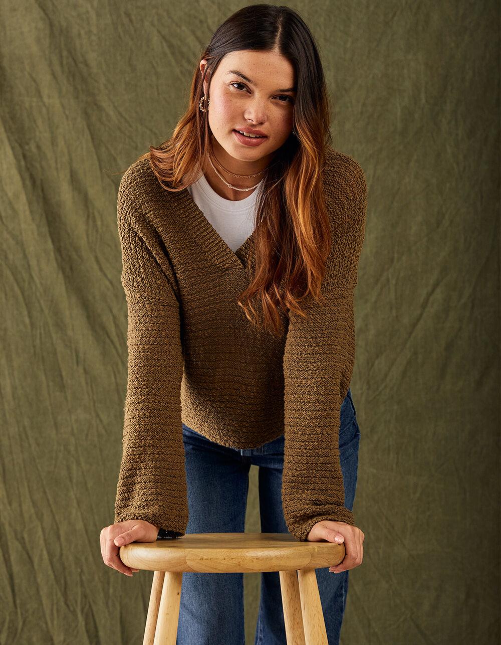 O'NEILL Sunny Paradise Womens V-Neck Sweater - OLIVE Product Image