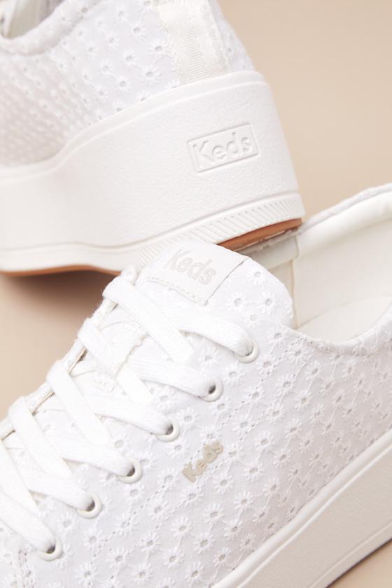 Skyler Daisy Snow White Eyelet Embroidered Platform Sneakers Product Image