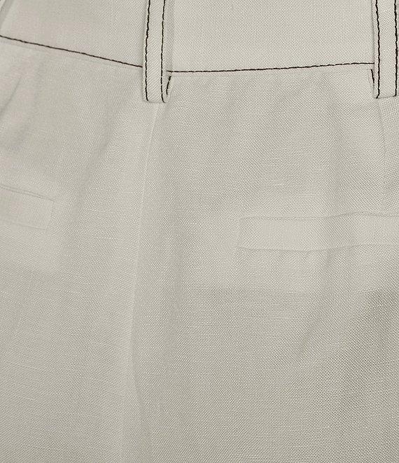 KARL LAGERFELD PARIS Linen Blend Flat Front Wide Leg Pants Product Image