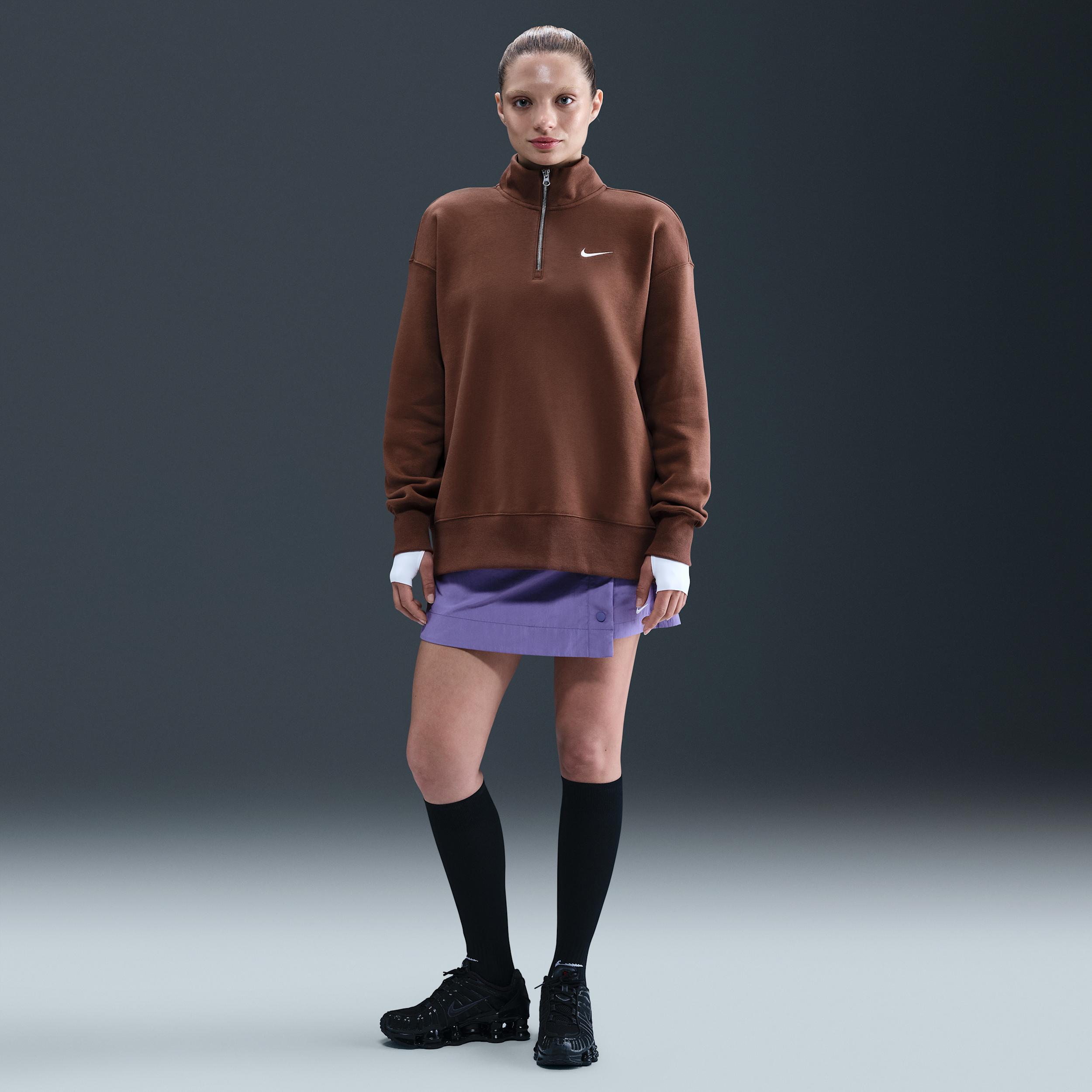 Womens Nike Sportswear Phoenix Fleece Oversized 1/4-Zip Long Sweatshirt | HJ0931-265 Product Image