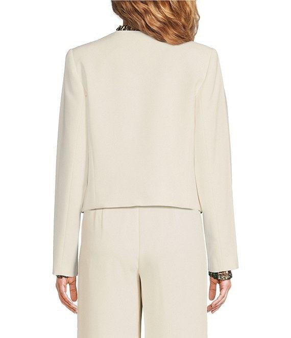 Trina Turk Ren Luxe Drape Suiting Notch Lapel Long Sleeve Cropped Blazer Jacket Product Image