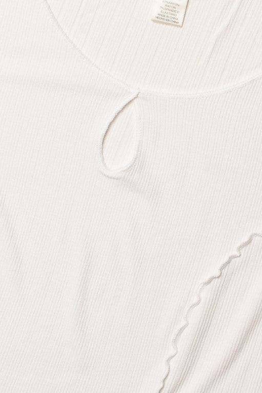 White Seamed Keyhole Crop Top Product Image