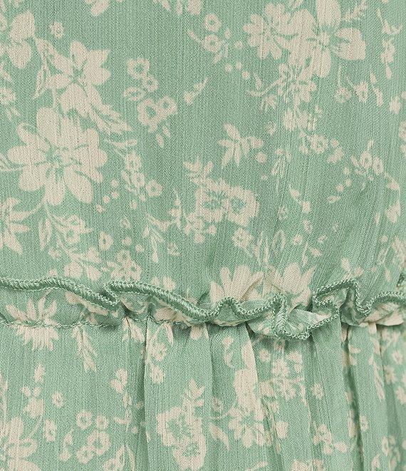 Allison & Kelly Floral Print V-Neck Long Sleeve Tiered Dress Product Image