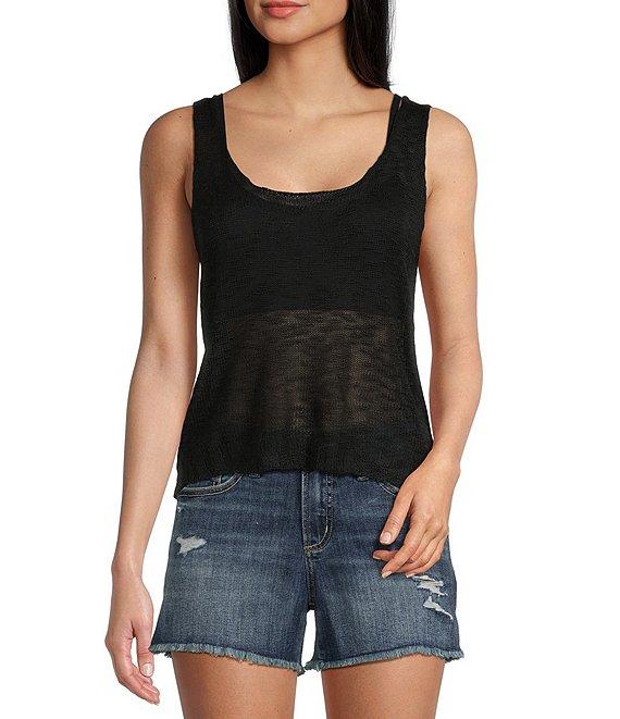 Angie Sleeveless Scoop Neck Solid Knit Tank Top Product Image