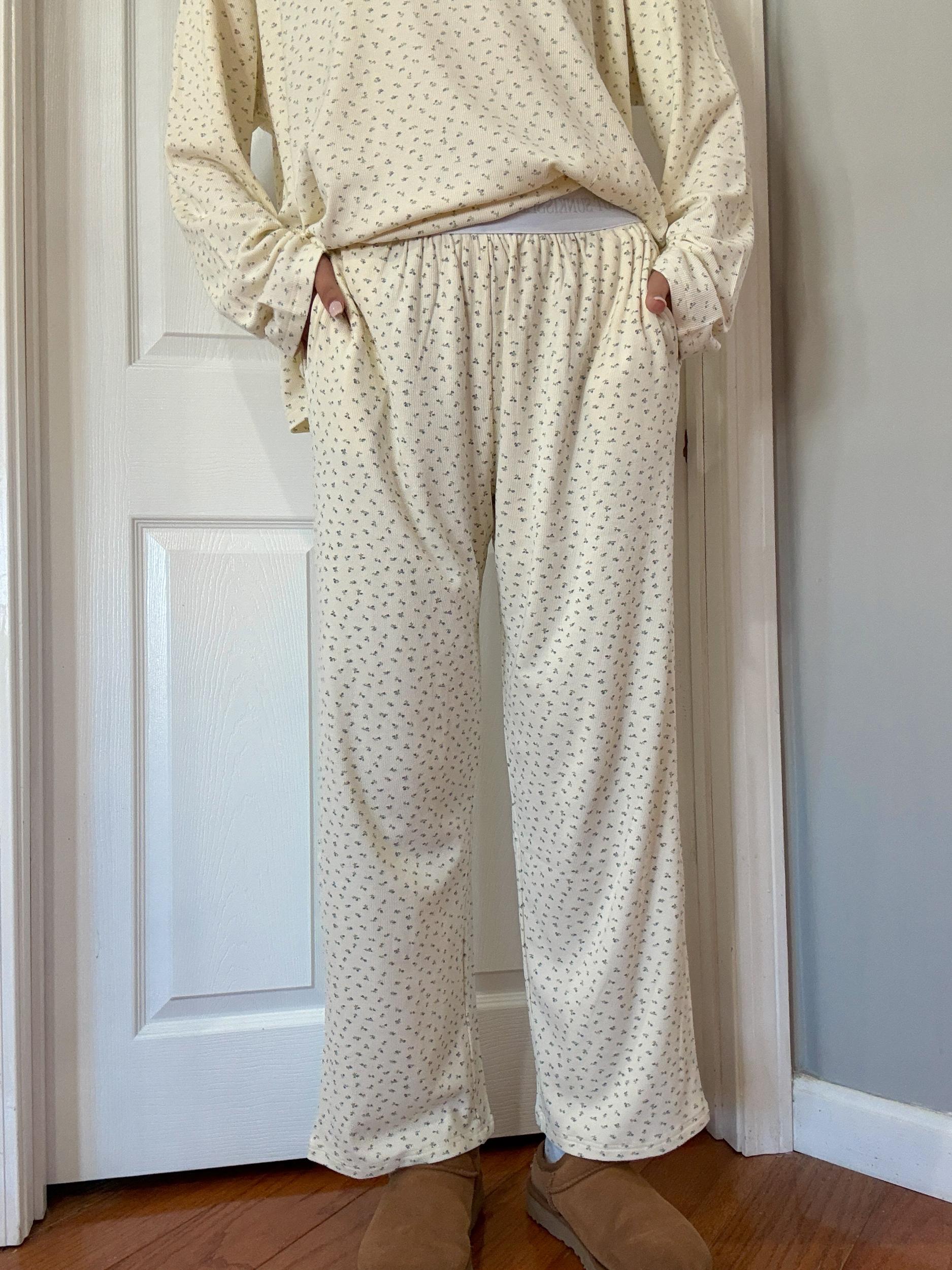 Pale Floral Pajama Pants Product Image