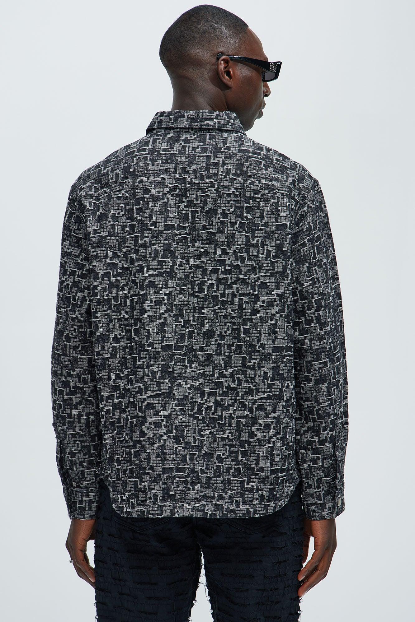 Arrow Jacquard Button Up Shirt - Black Wash Product Image