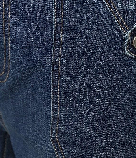 Westbound High Rise Patch Pocket Cropped Wide Leg Pull-On Denim Jeans Product Image