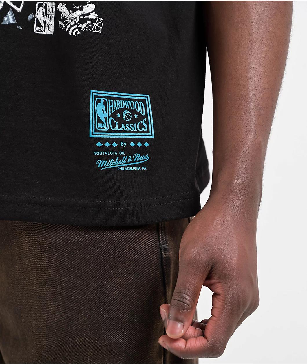 Mitchell & Ness x Charlotte Hornets Shatter Black T-Shirt Product Image