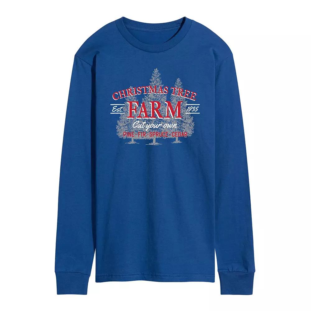 Men's Christmas Farm Sign Long Sleeve Tee,  Product Image
