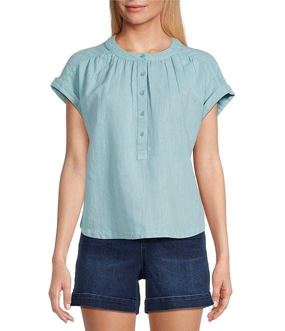 Westbound Cap Sleeve Henley Top Product Image