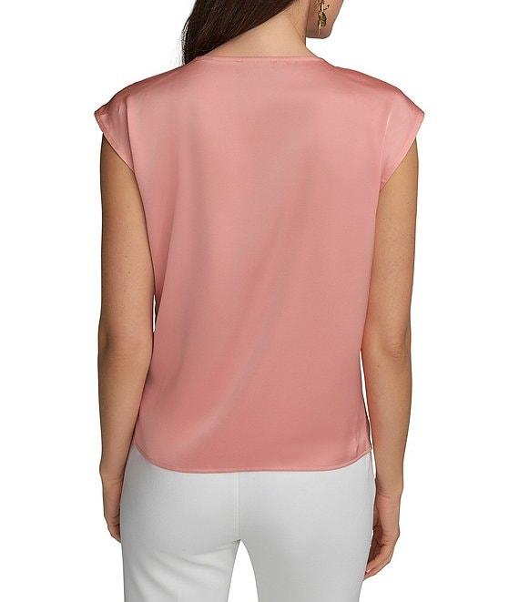 Donna Karan Cap Sleeve Gold Hardware Keyhole Blouse Product Image