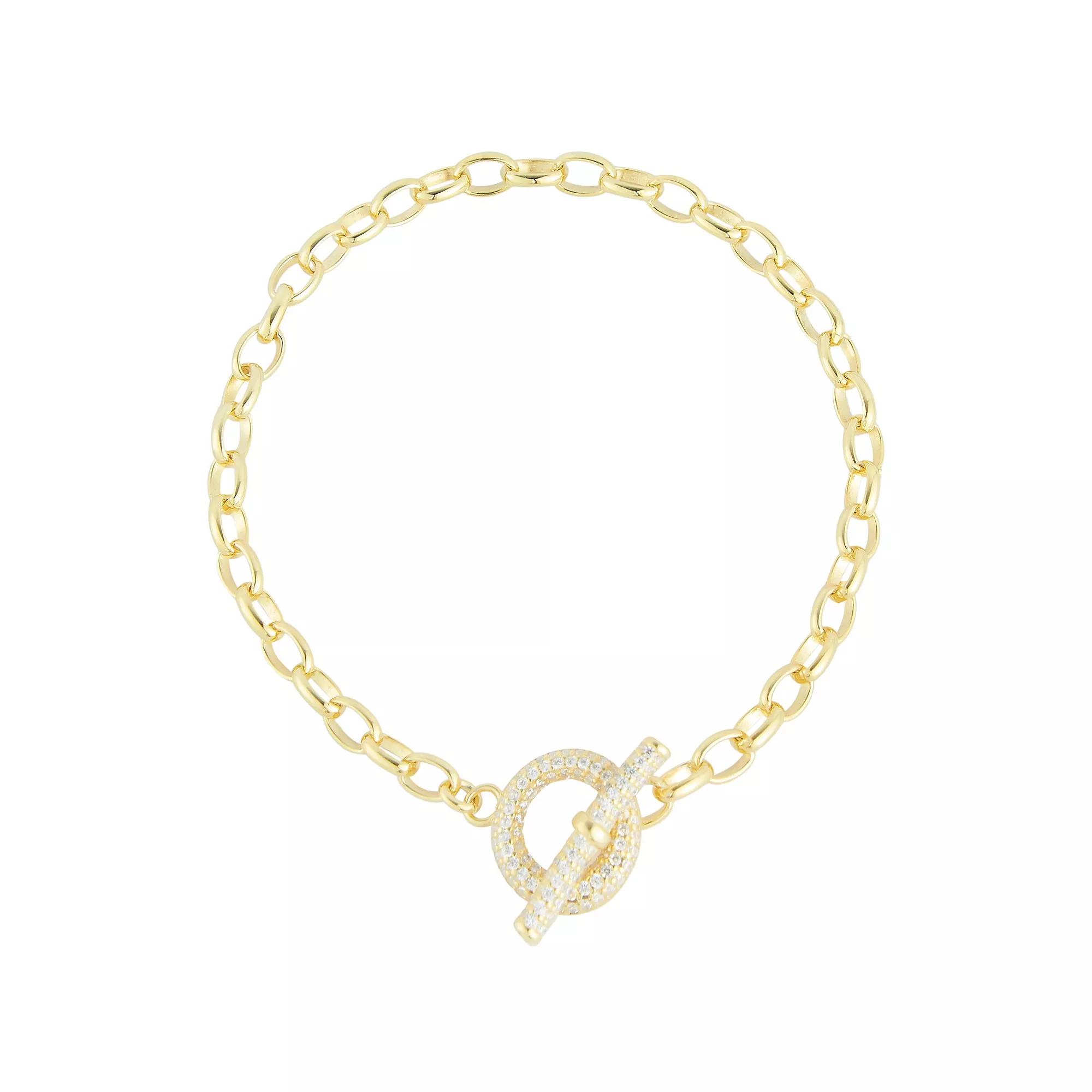 Sunkissed Sterling Cubic Zirconia Toggle Bracelet, Women's, Size: 7", Gold Tone Product Image