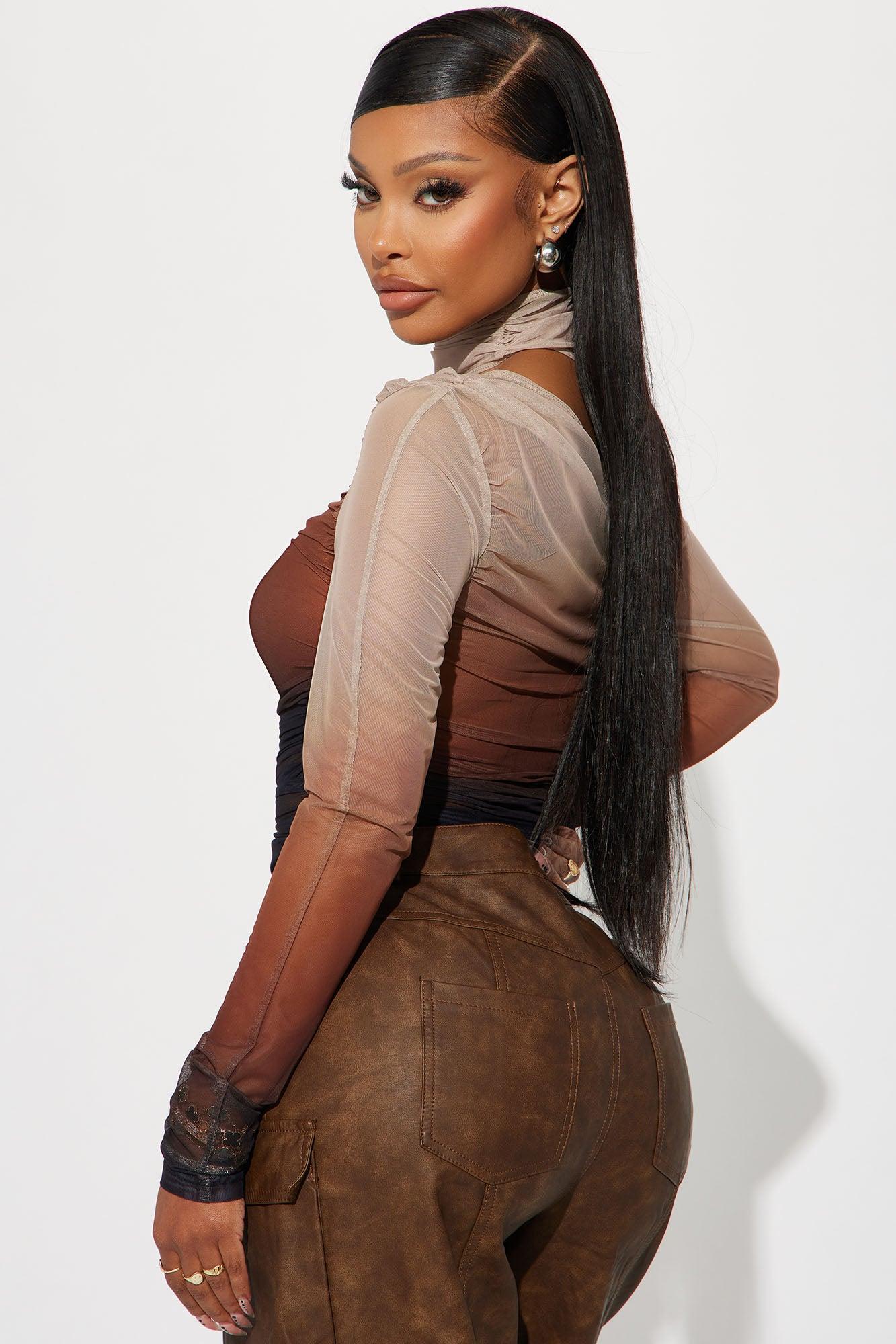 Hot Take Mesh Bodysuit - Brown/combo Product Image