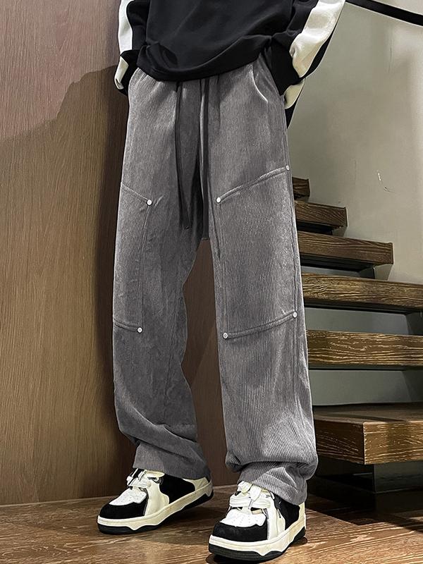 Men's Vintage Corduroy Drawstring Cargo Pants Product Image