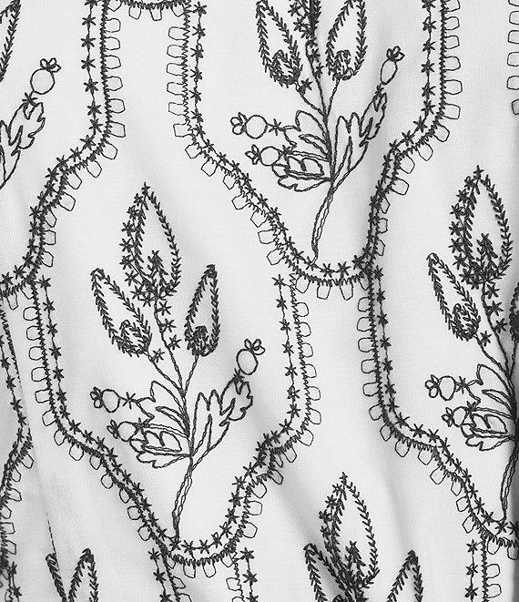 Preston & York Lisa Embroidered Round Neckline Short Sleeve Midi Dress Product Image