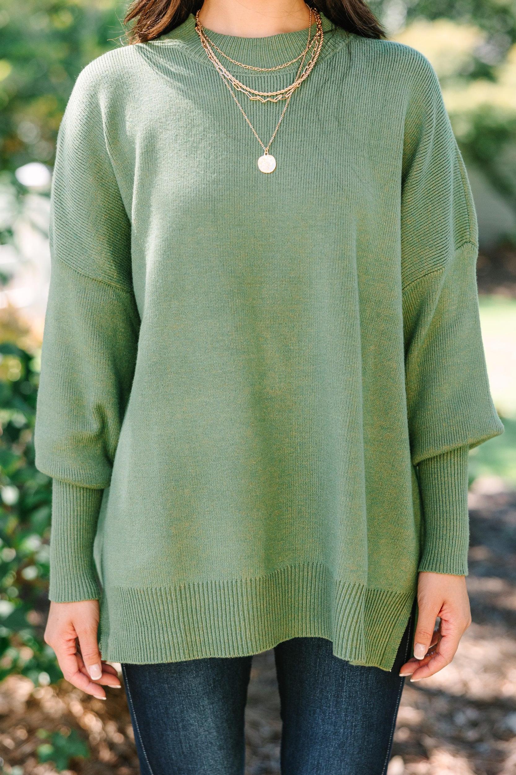 Perfectly You Olive Green Mock Neck Sweater Female Product Image