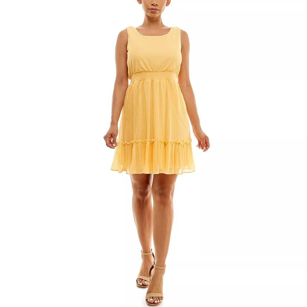 Women's Nina Leonard Smocked Waist Dress, Size: Large, Yellow Product Image
