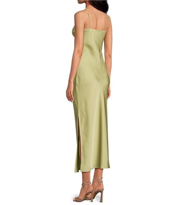 Gianni Bini Haven Satin V-Neck Sleeveless Maxi Slip Dress Product Image