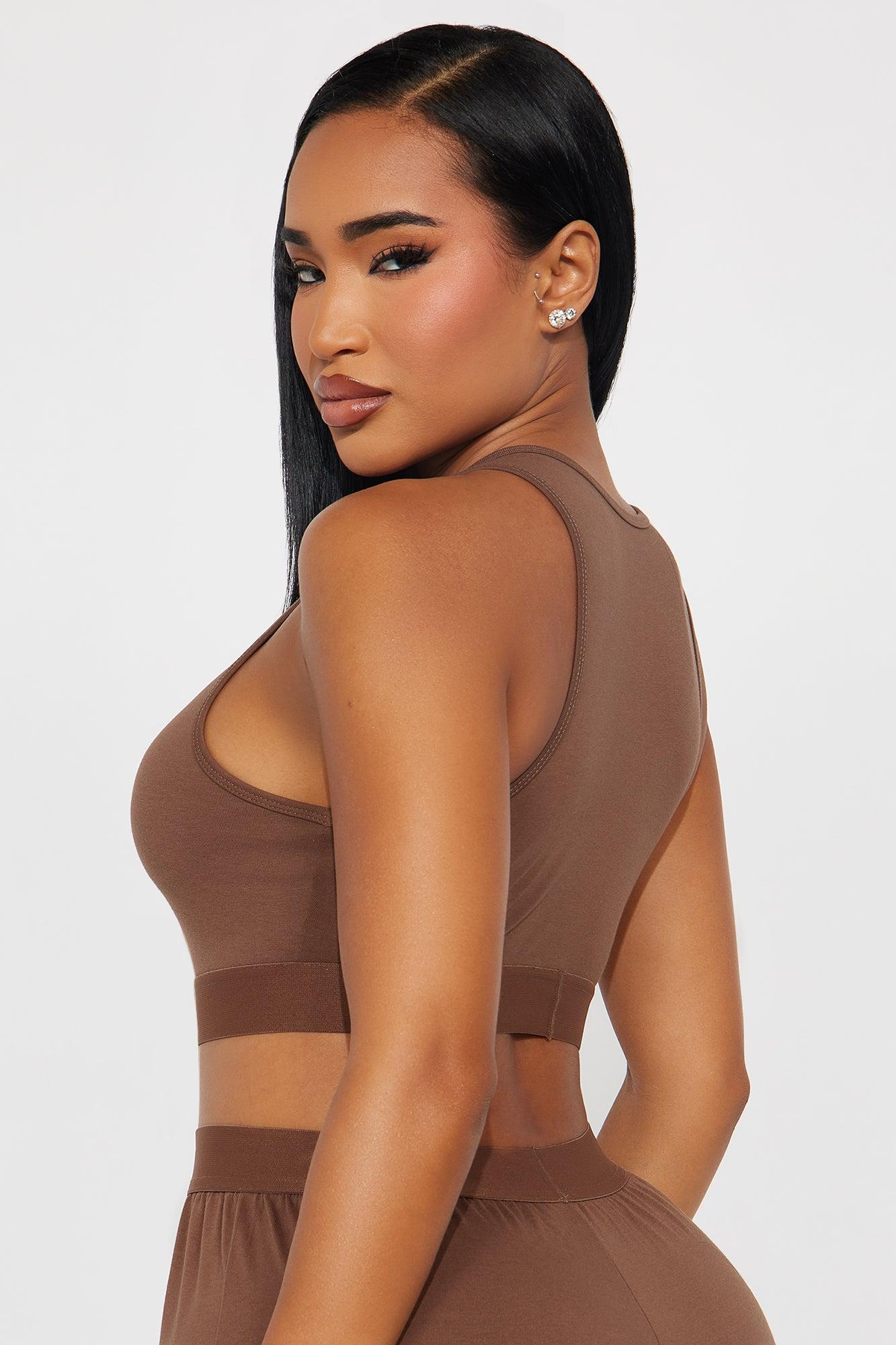 FN Mood High Neck Cotton Bra - Chocolate Female Product Image