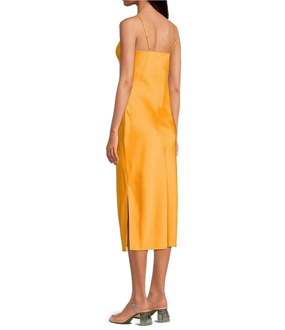 Gianni Bini Harper Satin V-Neck Sleeveless Slip Midi Dress Product Image