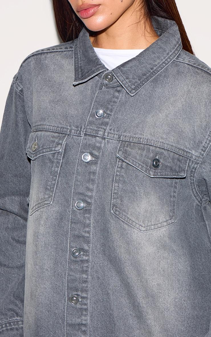 Grey Boxy Fit Denim Shirt Product Image