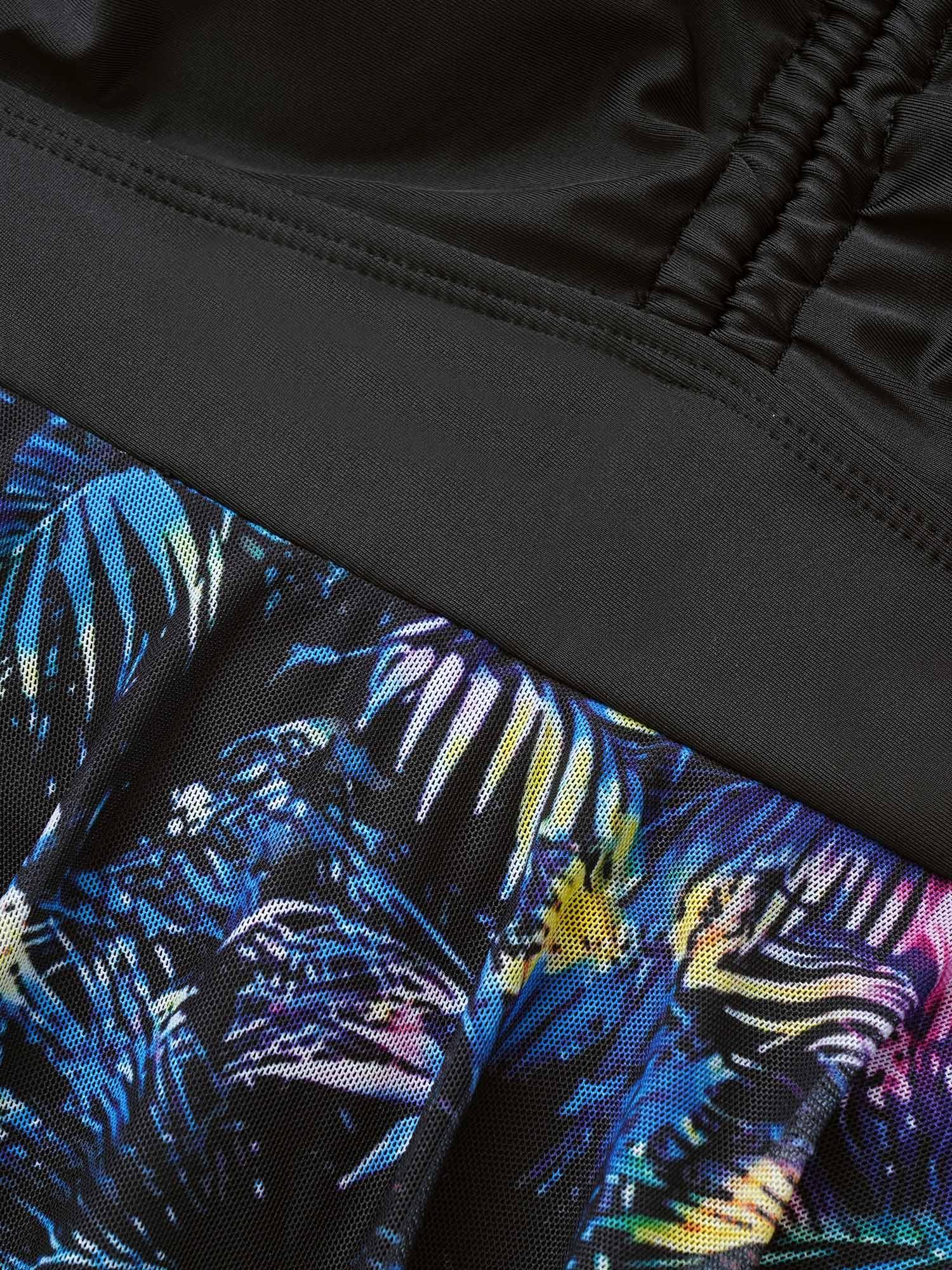 Tropical Ruched Ties Hanky Hem Crisscross Swim Dress Female Product Image