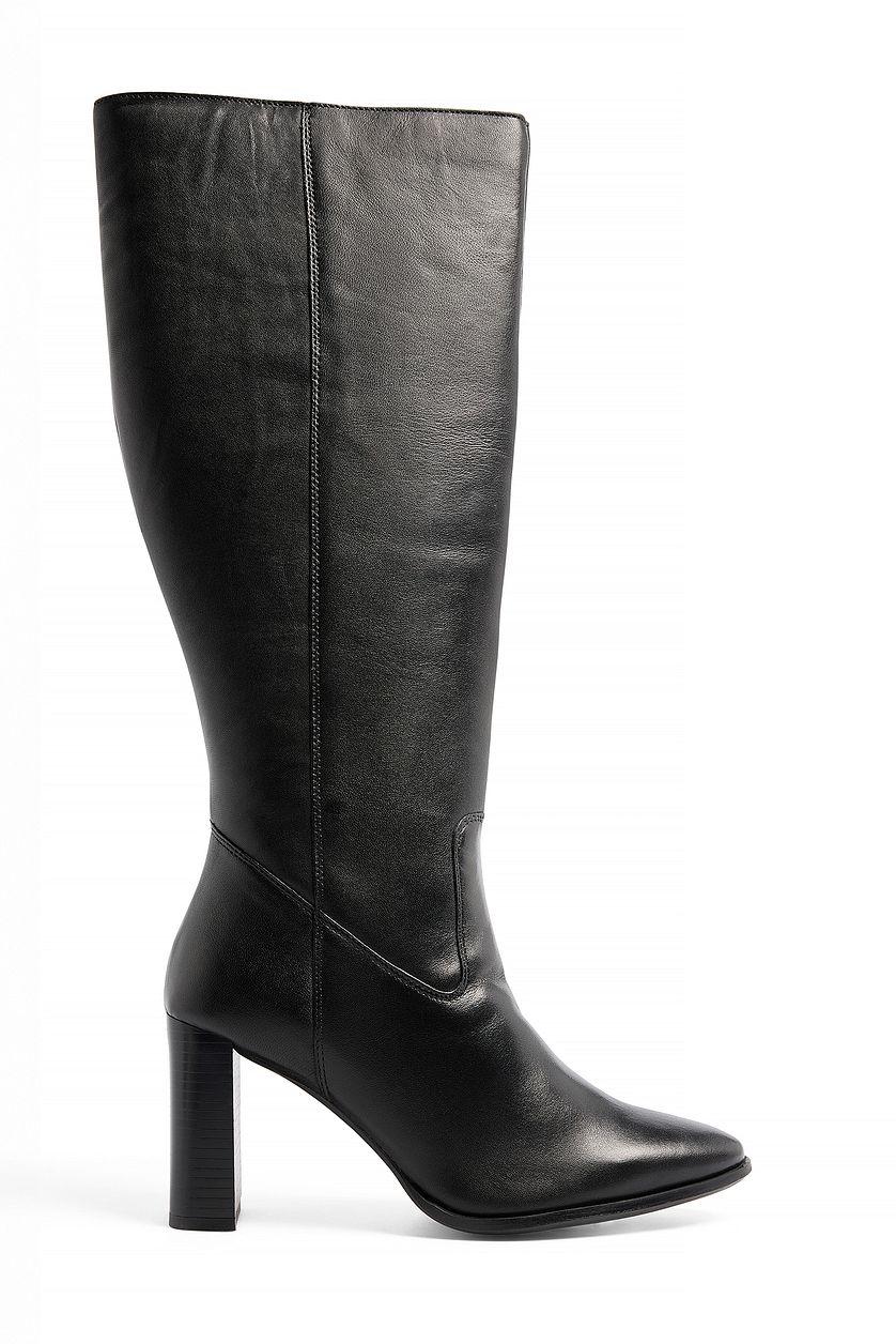 Knee High Leather Rounded Toe Boots Product Image