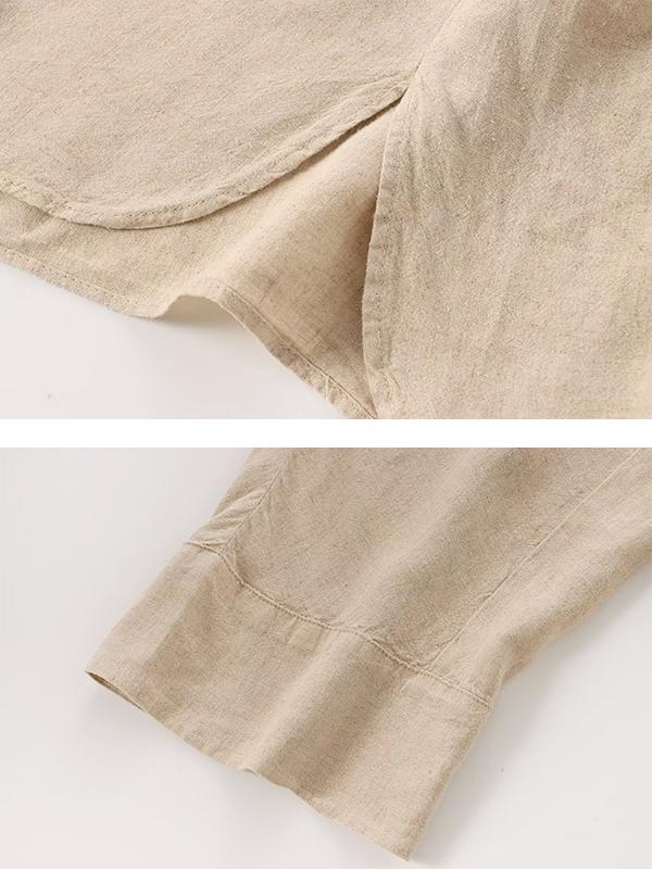 Loose Solid Color Split-Joint Split-Side Lapel Blouse + Elasticity Pleated Pants Trousers Two Pieces Set Product Image