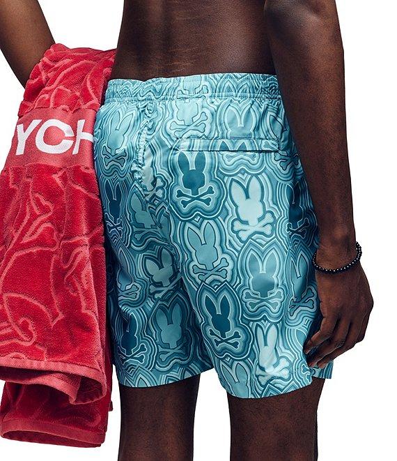 Psycho Bunny Chuck Allover Bunny Pattern 5 3/4#double; Inseam Swim Trunks Product Image