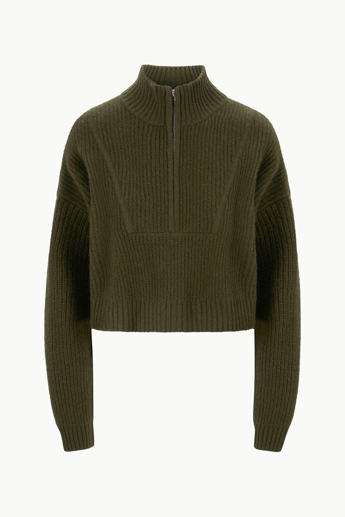 CASHMERE CROPPED HAMPTON SWEATER | OLIVE Product Image