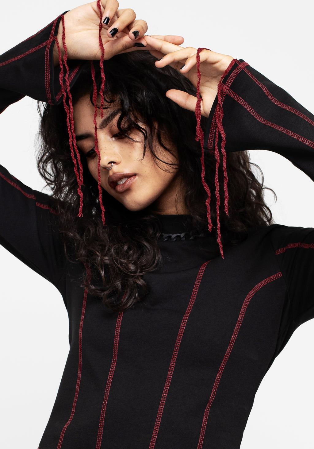 Lissa Contrast Stitch Long Sleeve Top Product Image