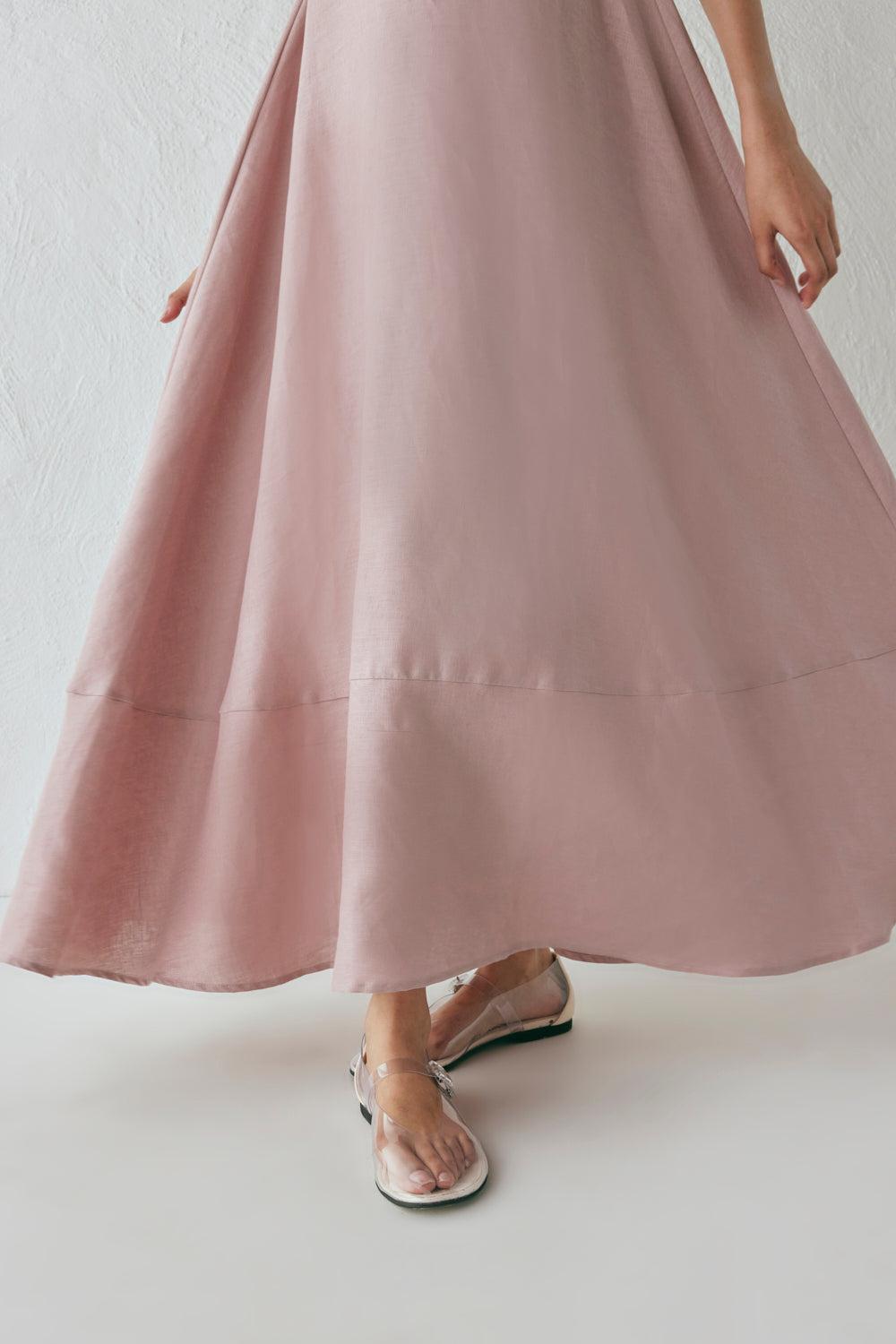 Behati Linen Maxi Dress Blush Product Image