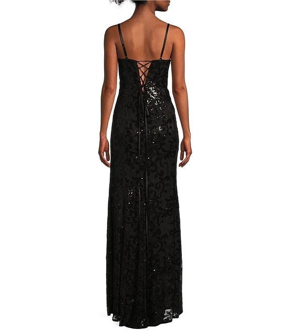 Blondie Nites Spaghetti Strap Sequin Lace Corset Dress Product Image