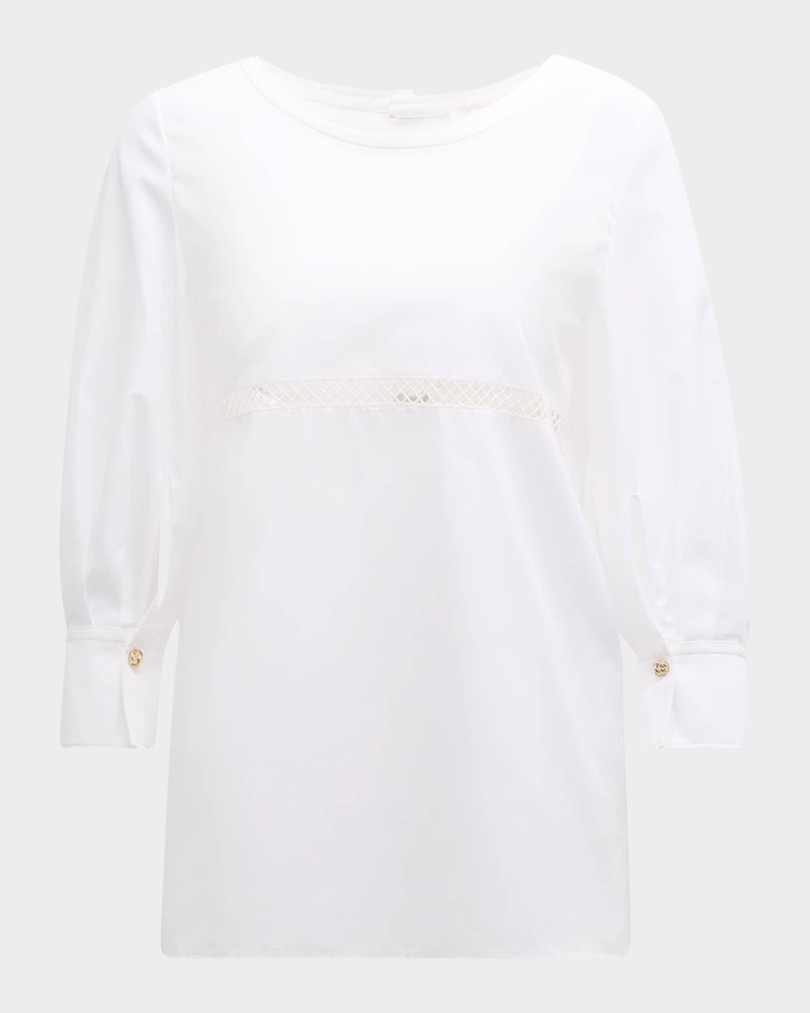 x High Summer Poplin Blouse with Netted Detailing Product Image
