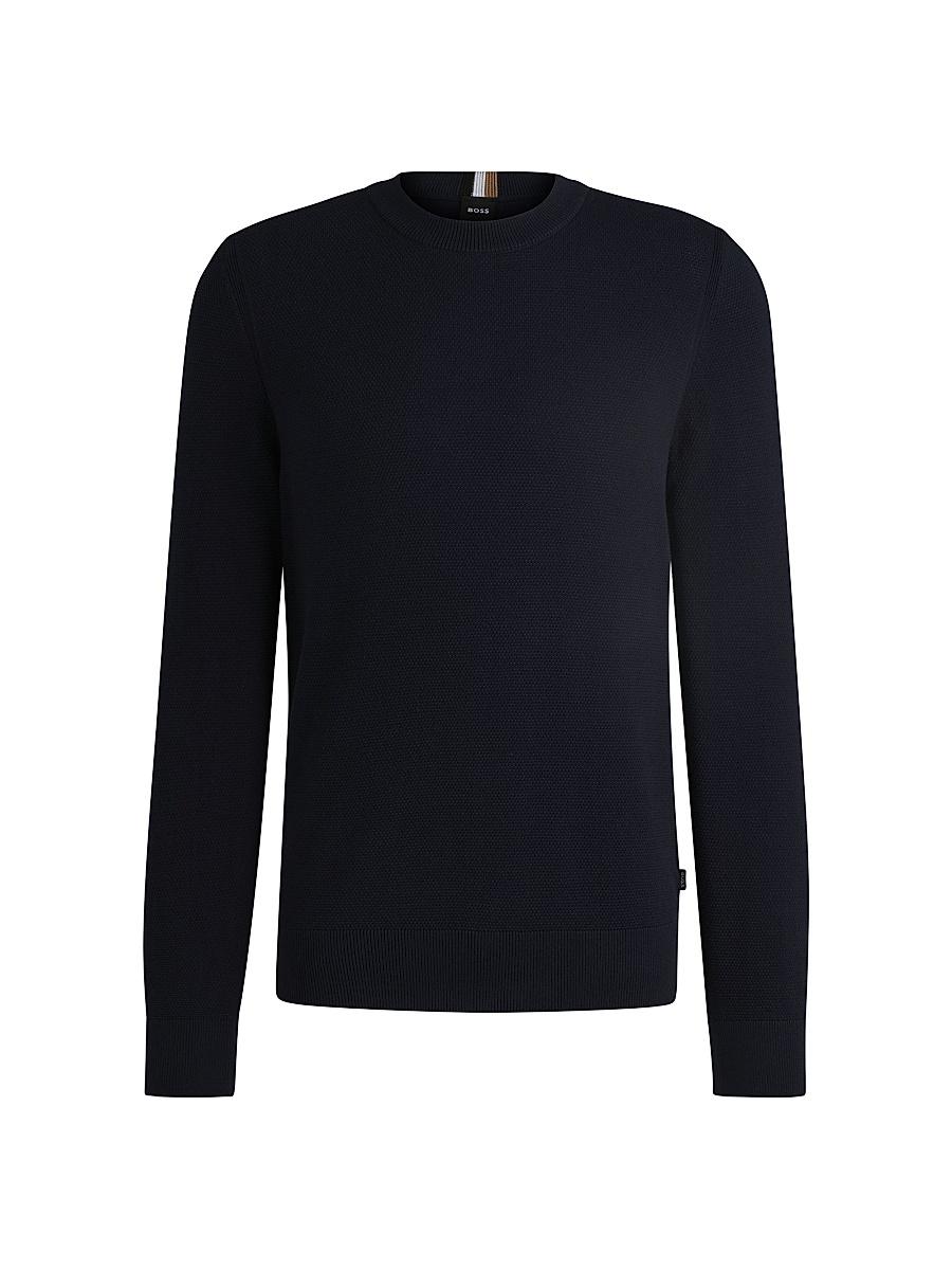 Mens Micro-Structured Crewneck Sweater in Cotton Product Image