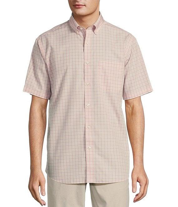 Gold Label Roundtree & Yorke Non-Iron Short Sleeve Small Plaid Poplin Sport Shirt Product Image
