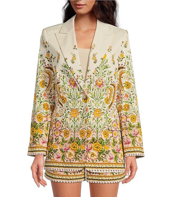 A Loves A Floral Woven Notch Lapel Long Sleeve Button Front Mid Length Coordinating Blazer Product Image