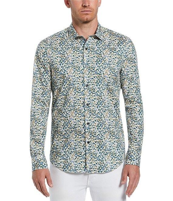 Perry Ellis Mini Floral Print Long Sleeve Woven Shirt Product Image