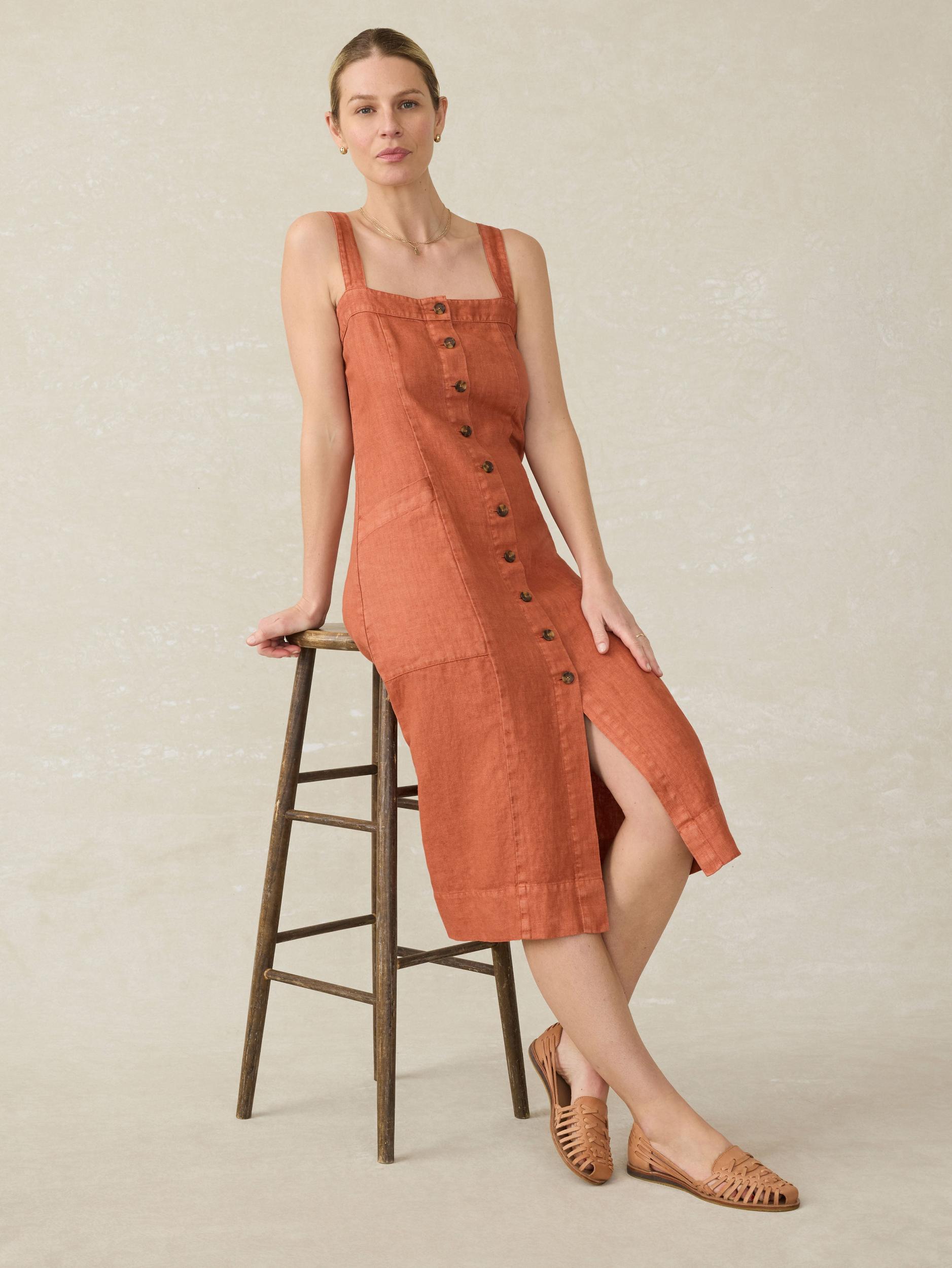 Linen Aurora Dress - Red Rock Female Product Image