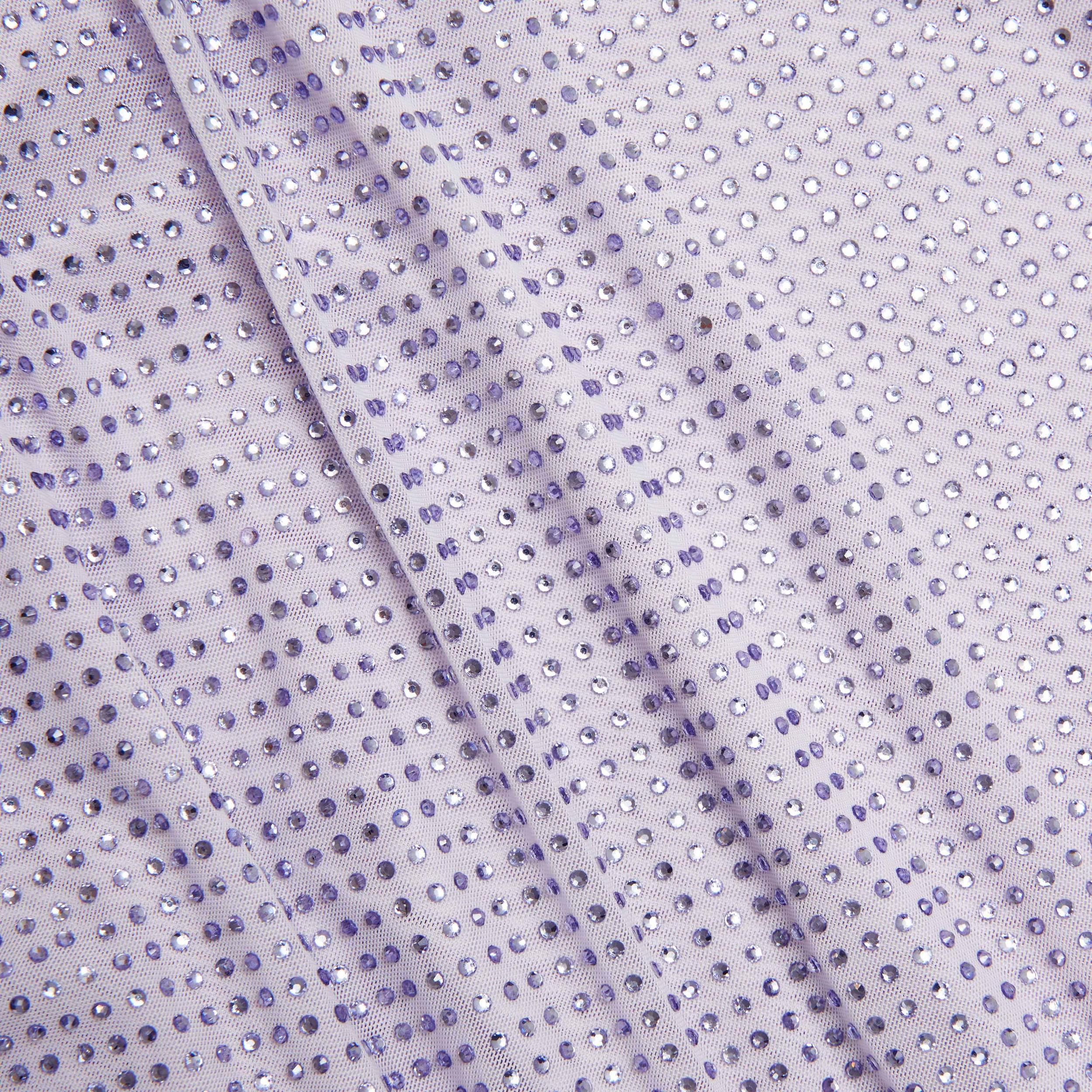 Lilac Rhinestone Gathered Maxi Dress Product Image