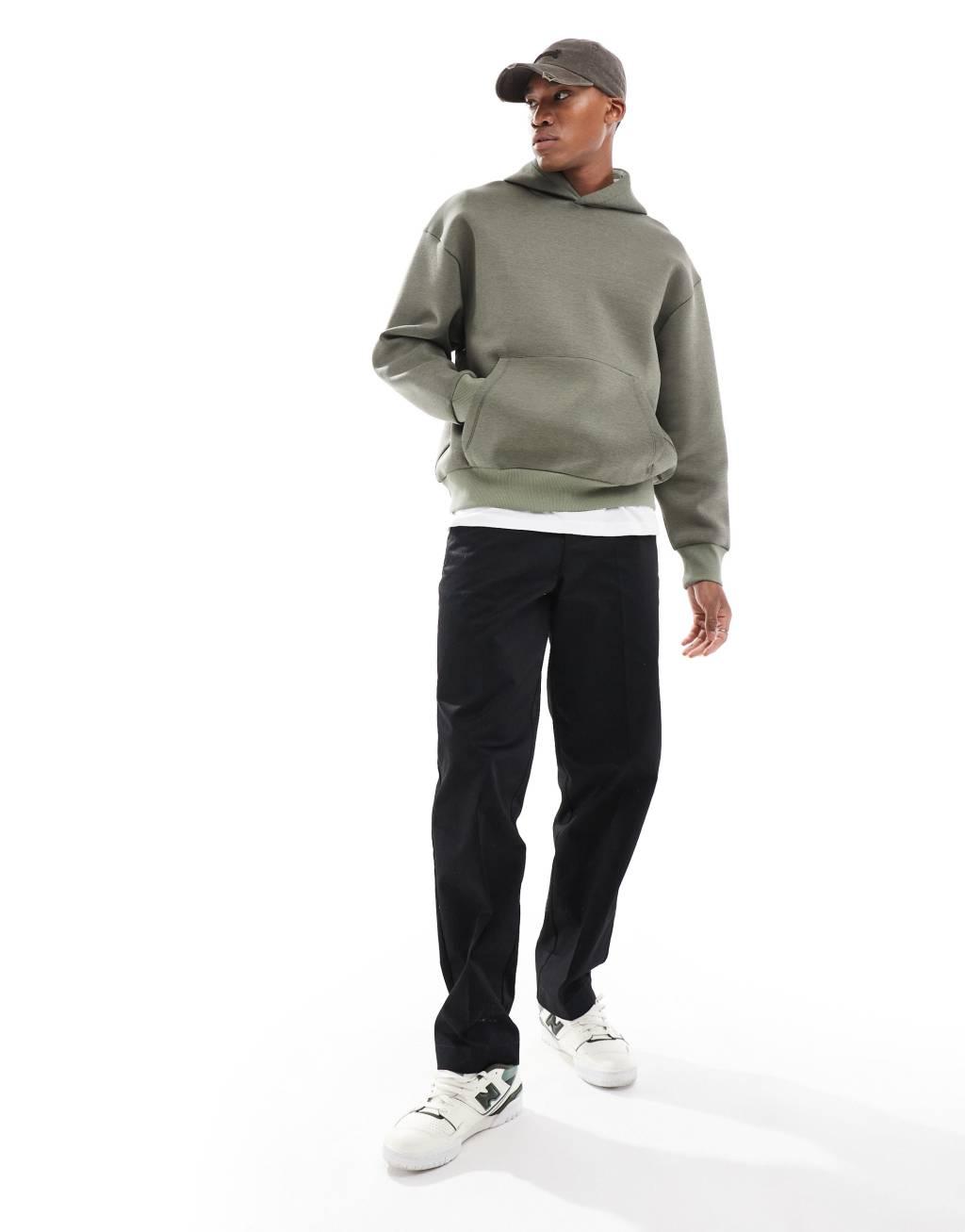 ASOS DESIGN heavyweight oversized scuba hoodie in khaki Product Image