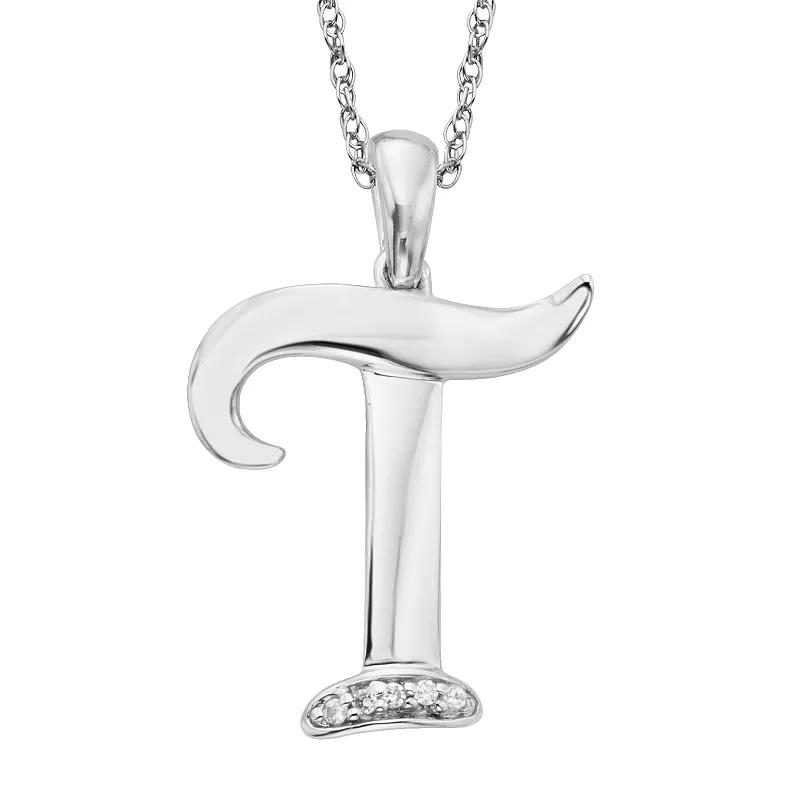 Sterling Silver Diamond Accent Initial Pendant, Women's,  Product Image