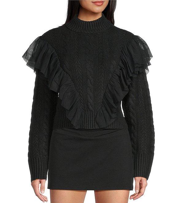 GB Mesh Tulle Cable Knit Sweater Product Image