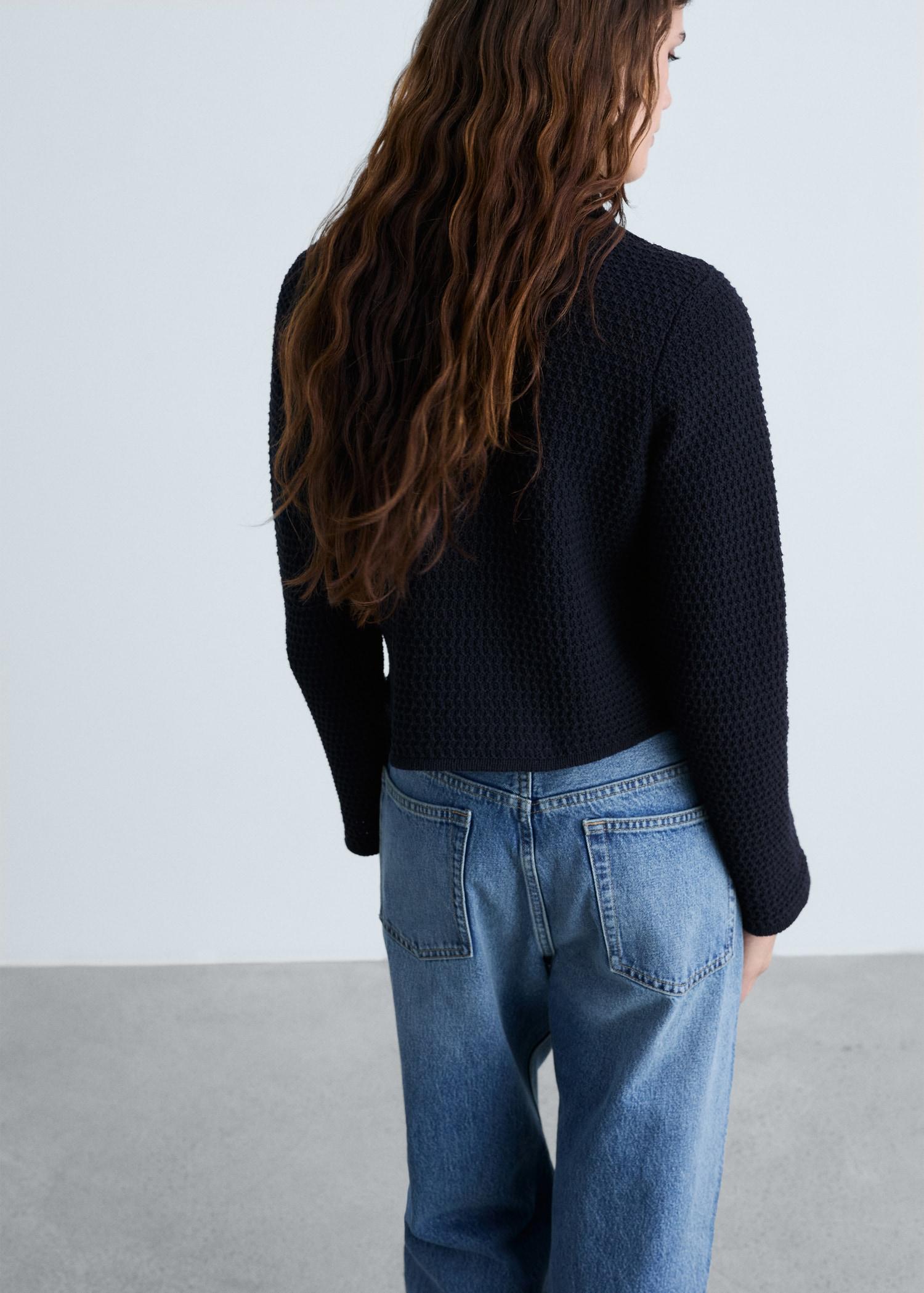 Double-breasted knitted jacket - Women | MANGO USA Product Image