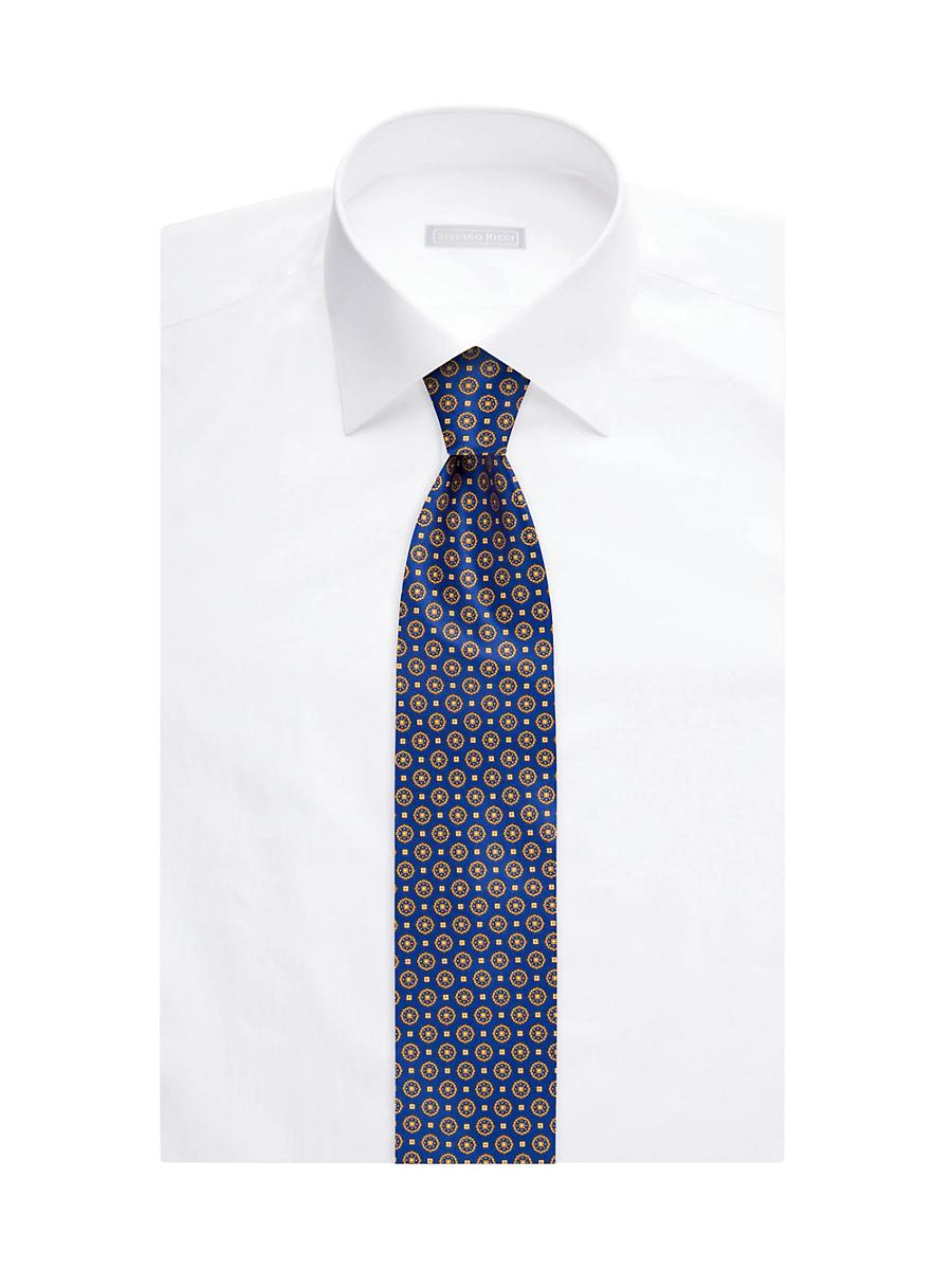 Mens Contrast Geometric Silk Tie Product Image