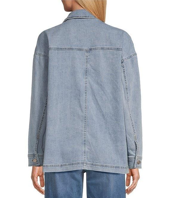 Nurture by Westbound Flap Pocket Long Sleeve Button Front Denim Jacket Product Image